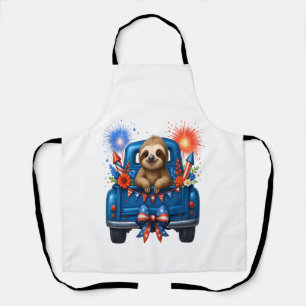 Sloth 4th of July Usa Apron