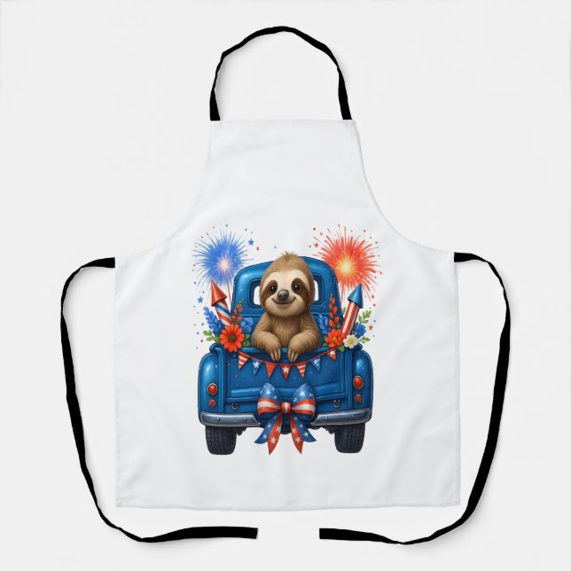 Sloth 4th of July Usa Apron (Front)