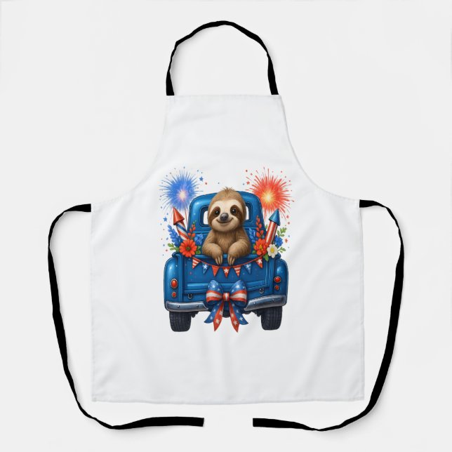 Sloth 4th of July Usa Apron (Front)
