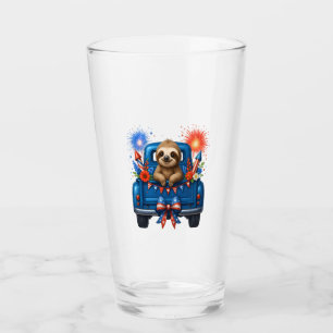 Sloth 4th of July Usa Glass
