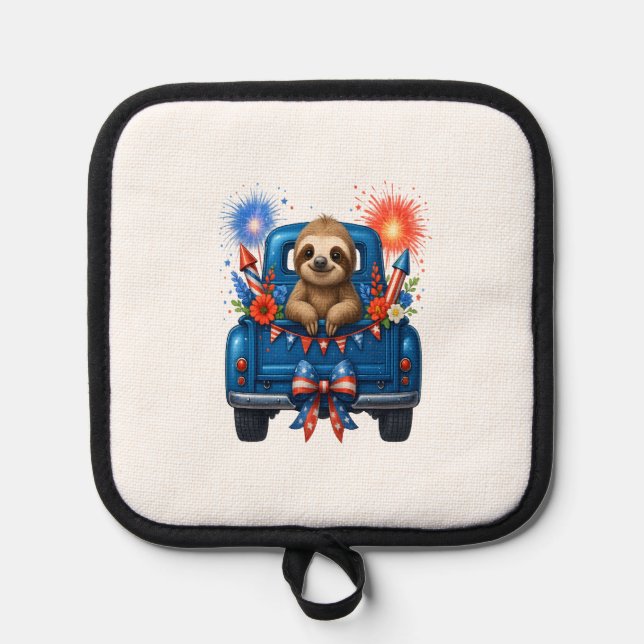 Sloth 4th of July Usa Pot Holder (Front)