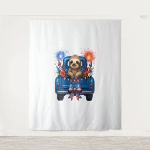 Sloth 4th of July Usa Tapestry