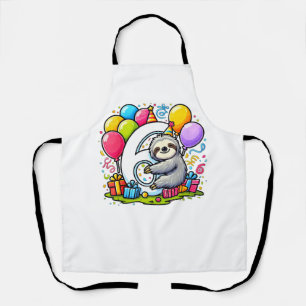 Sloth 6th birthday for boy girl 6 years old sixth apron