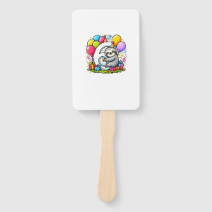 Sloth 6th birthday for boy girl 6 years old sixth hand fan