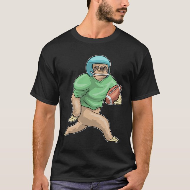 Sloth American Football Sports T-Shirt (Front)