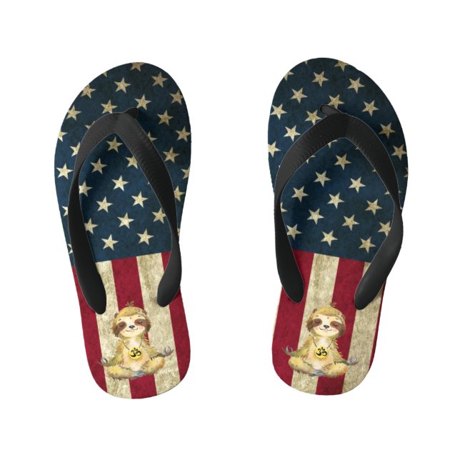 Sloth American Peace  Kid's Jandals (Footbed)