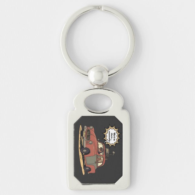 Sloth and Bunny Cartoon Road Trip Adventure Key Ring (Front)
