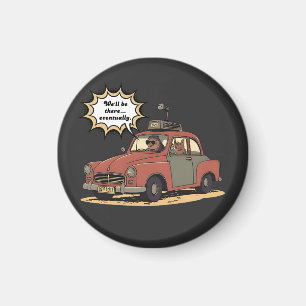 Sloth and Bunny Cartoon Road Trip Adventure Magnet