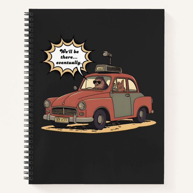 Sloth and Bunny Cartoon Road Trip Adventure Notebook (Front)