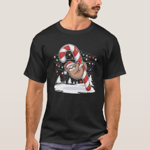 Sloth and Giant Candy Cane Christmas Pajama for Sl T-Shirt