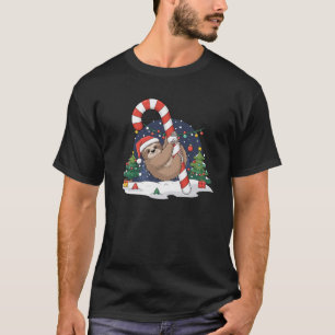 Sloth and Giant Candy Cane Christmas Pajama for Sl T-Shirt