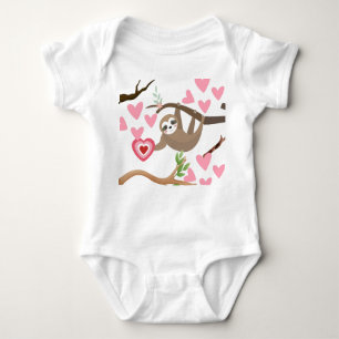 Sloth and Hearts Baby Bodysuit