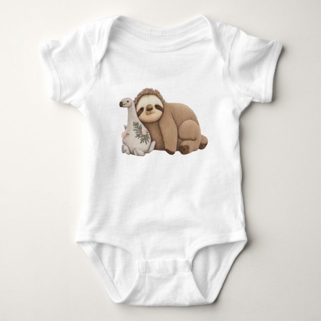 Sloth And Llama Shirt, Llama Kids Bodysuit (Front)