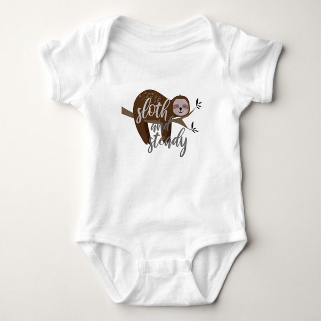 Sloth and Steady Baby Bodysuit (Front)
