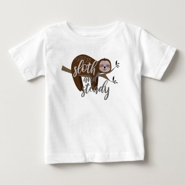 Sloth and Steady Baby T-Shirt (Front)