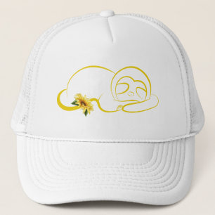 Sloth And Sunflower Cute Graphic Sloth Lovers Trucker Hat