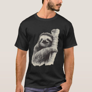 Sloth Animal Lover Artwork Tropical Graphic Art Fu T-Shirt