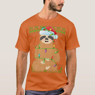 Sloth Animal Lover Xmas Lights Santa Ugly Sloth Ch T-Shirt