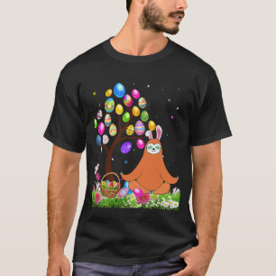Sloth Animal Pet Hunting Egg Tree Bunny Easter Day T-Shirt