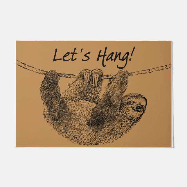 Sloth Animal Printed Welcome Doormat, Sloth decor Doormat (Front)