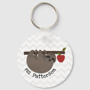 Sloth Apple Tree Teacher Key Ring