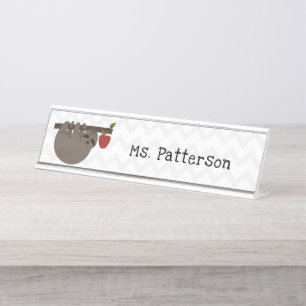 Sloth Apple Tree Teacher Nameplate