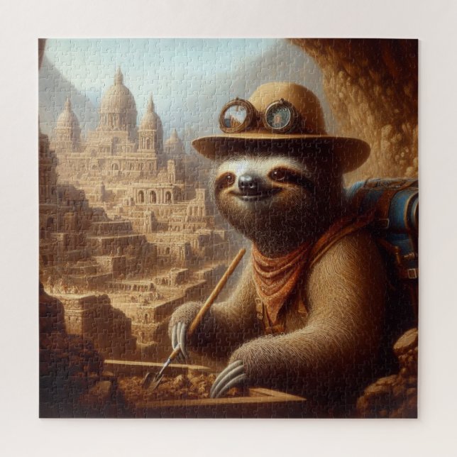 Sloth Archaeologist Jigsaw Puzzle (Vertical)