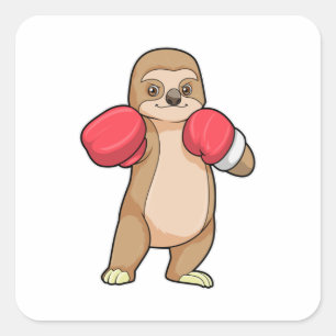 Sloth as Boxer with Boxing gloves Square Sticker