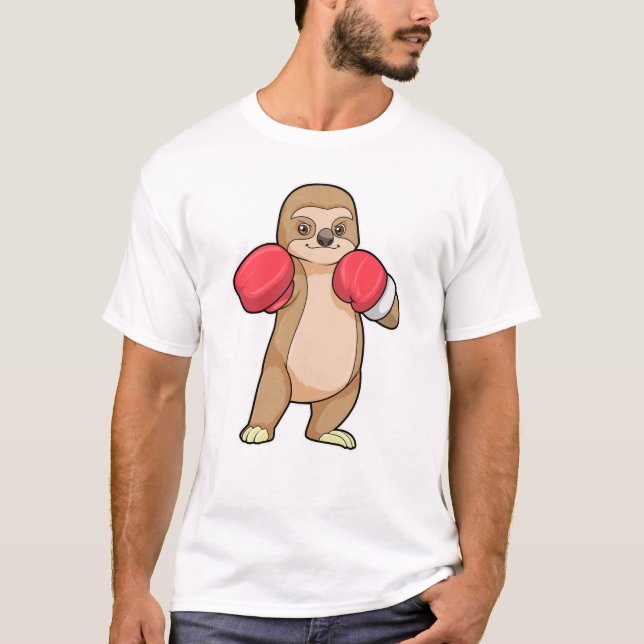 Sloth as Boxer with Boxing gloves T-Shirt (Front)