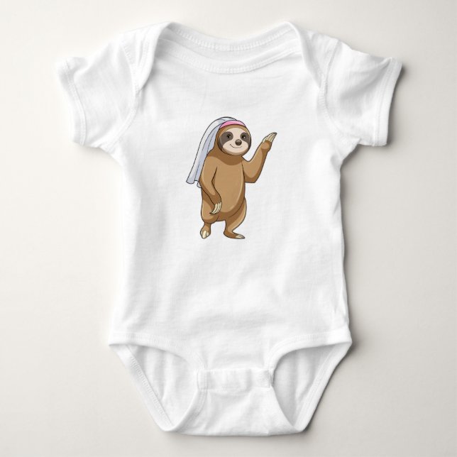 Sloth as Bride with Veil Baby Bodysuit (Front)