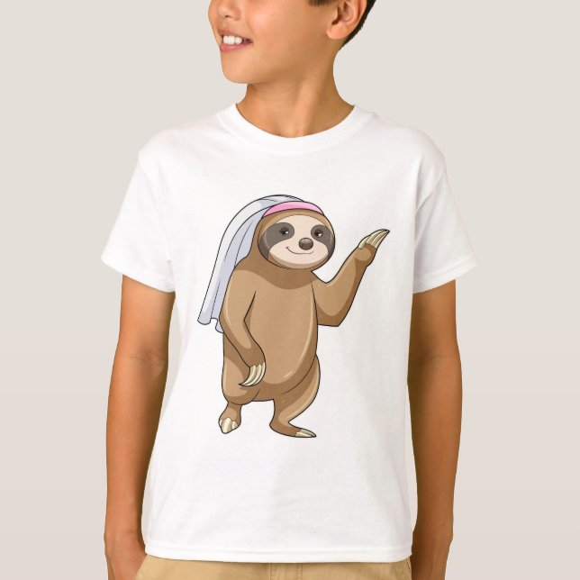 Sloth as Bride with Veil T-Shirt (Front)
