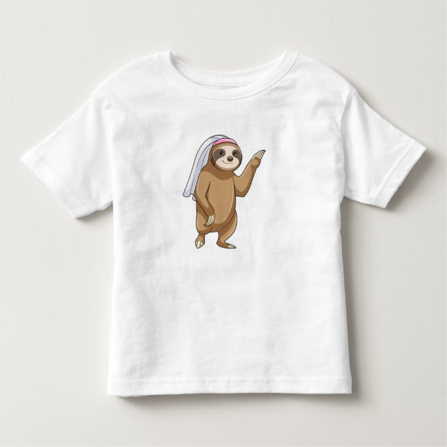 Sloth as Bride with Veil Toddler T-Shirt (Front)
