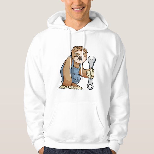 Sloth as Craftsman with Wrench Hoodie (Front)