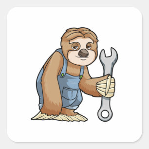 Sloth as Craftsman with Wrench Square Sticker