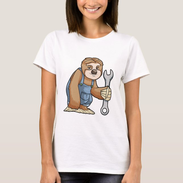 Sloth as Craftsman with Wrench T-Shirt (Front)