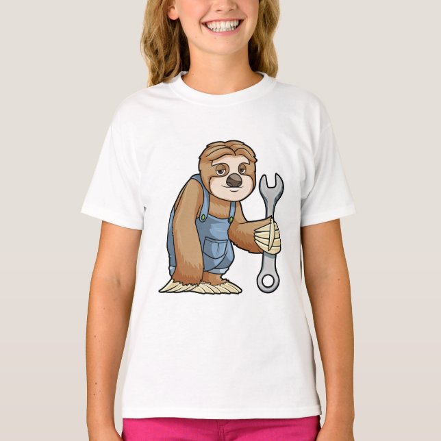 Sloth as Craftsman with Wrench T-Shirt (Front)