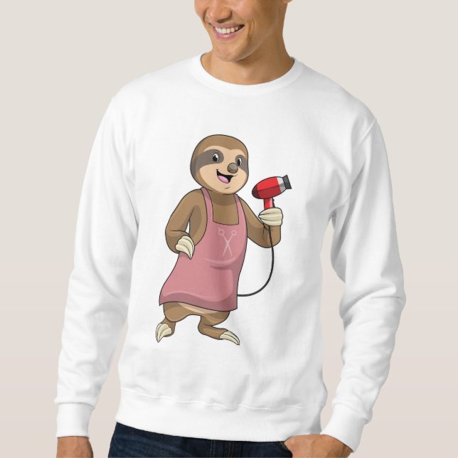 Sloth as Hair stylist with Hairdryer Sweatshirt (Front)