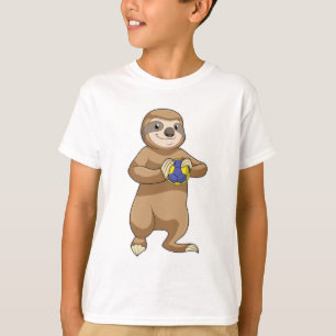 Sloth as Handball player with Handball T-Shirt