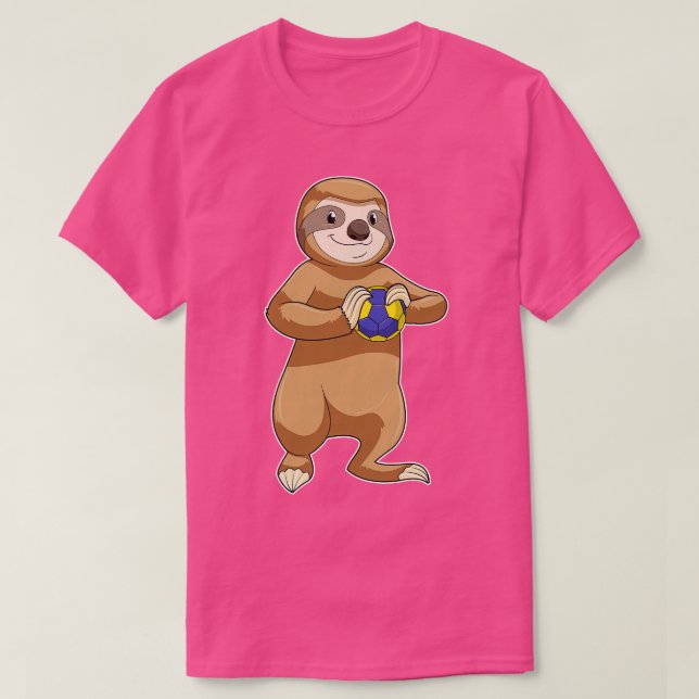 Sloth as Handball player with Handball T-Shirt (Design Front)