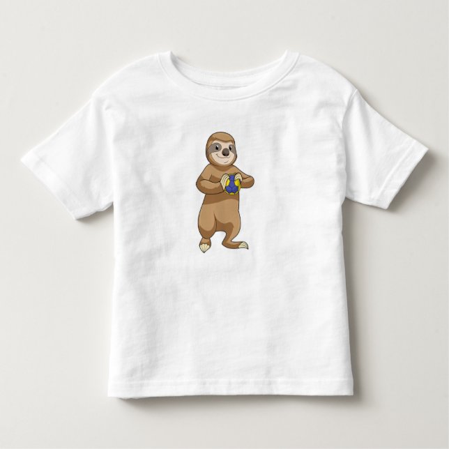 Sloth as Handball player with Handball Toddler T-Shirt (Front)