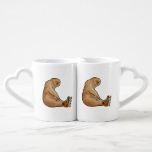 Sloth as Inline skater with Inline skates Coffee Mug Set