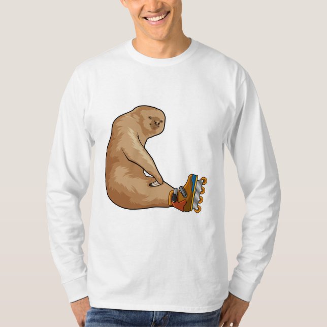 Sloth as Inline skater with Inline skates T-Shirt (Front)