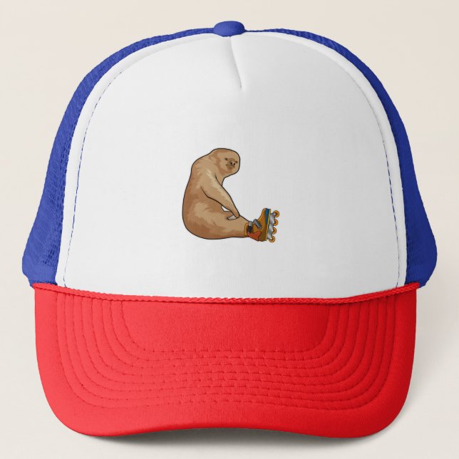 Sloth as Inline skater with Inline skates Trucker Hat (Front)