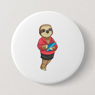 Sloth as Secretary with Notepad 7.5 Cm Round Badge