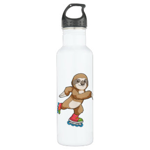 Sloth as Skater with Inline skates 710 Ml Water Bottle