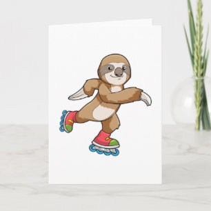 Sloth as Skater with Inline skates Card