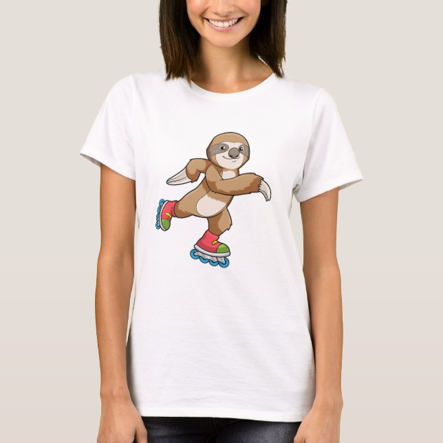Sloth as Skater with Inline skates T-Shirt (Front)
