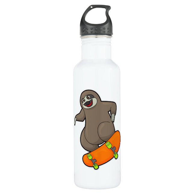 Sloth as Skater with Skateboard 710 Ml Water Bottle (Front)