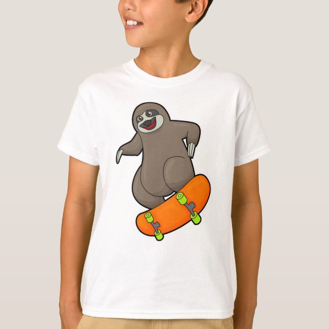 Sloth as Skater with Skateboard T-Shirt (Front)