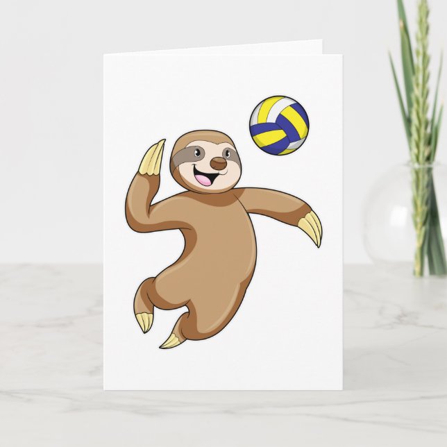 Sloth as Volleyball player with Volleyball Card (Front)